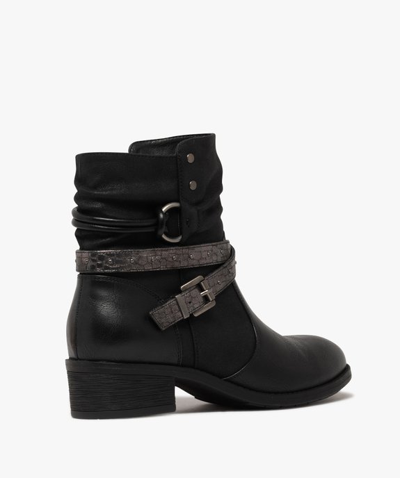 Boots femme à petit talon avec col effet plissé et brides fantaisie vue5 - EMILIA ROSA G4G - GEMO