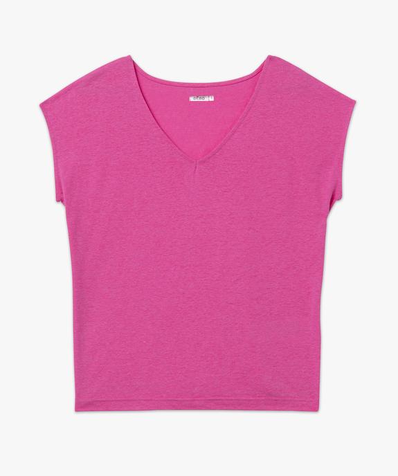 Tee-shirt manches courtes coupe loose en lin femme vue4 - GEMO 4G FEMME - GEMO