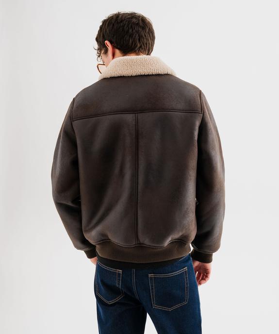 Blouson aviateur à col en fourrure imitation homme vue3 - GEMO (HOMME) - GEMO