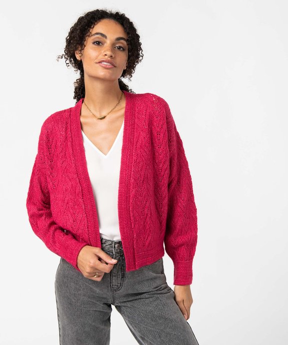 Gilet femme en maille ajourée scintillante vue1 - GEMO(FEMME PAP) - GEMO