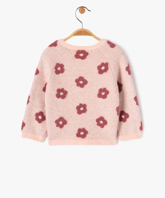 Pull en maille peluche à motif fleurs bébé fille vue3 - GEMO(BEBE DEBT) - GEMO