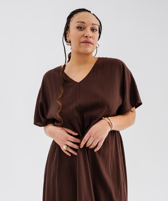 Robe longue à manches courtes en tissu texturé femme grande taille vue1 - GEMO (G TAILLE) - GEMO
