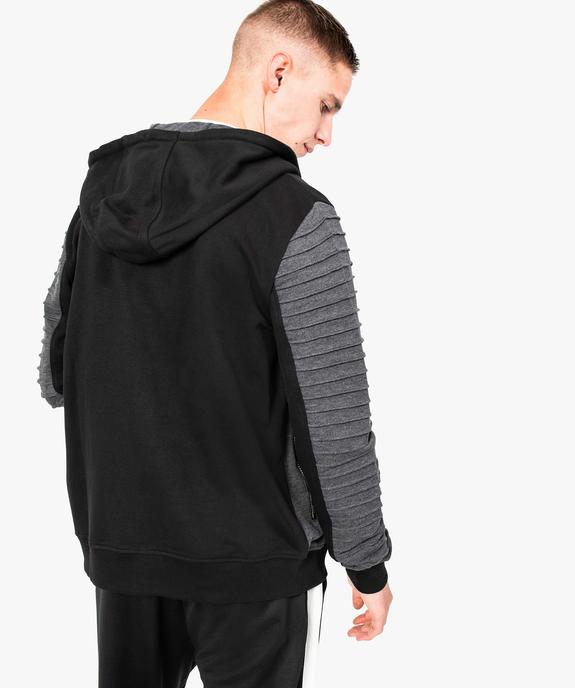 Sweat à capuche bicolore à manches texturées vue3 - GEMO (HOMME) - GEMO