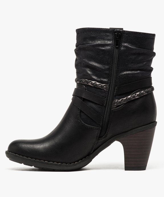 Bottines femme à talon tige plissée et brides fantaisie vue3 - VALENTINA BALDA - GEMO