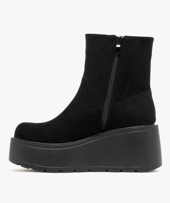 Boots femme à talon compensé en suédine et à zip  vue3 - 5 MILES - GEMO