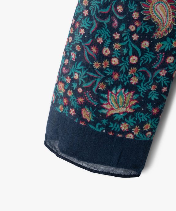 Foulard rectangulaire en voile fleuri femme vue2 - GEMO 4G FEMME - GEMO