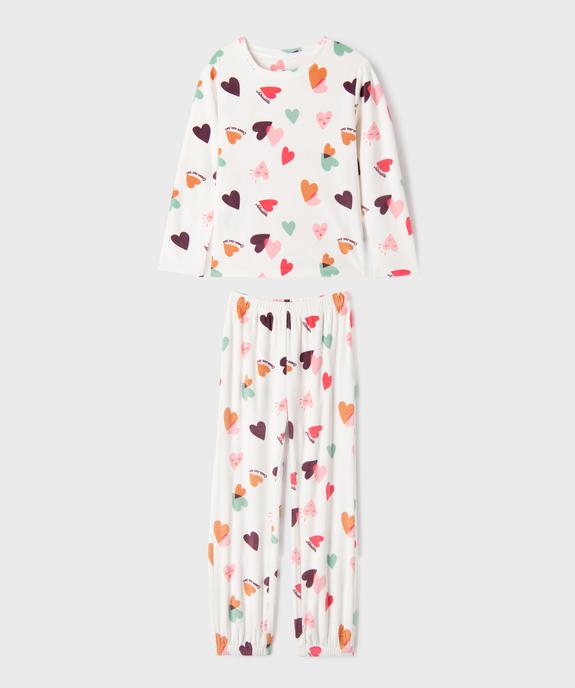 Pyjama en velours à motifs coeurs fille vue1 - GEMO (ENFANT) - GEMO