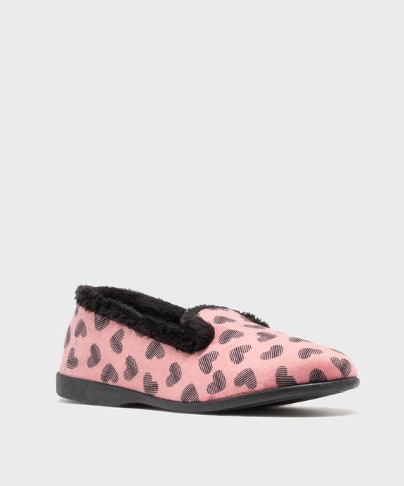 Chaussons pantoufles en velours imprimé cœurs femme vue2 - G'FLEX GEMO FOR GOOD - GEMO