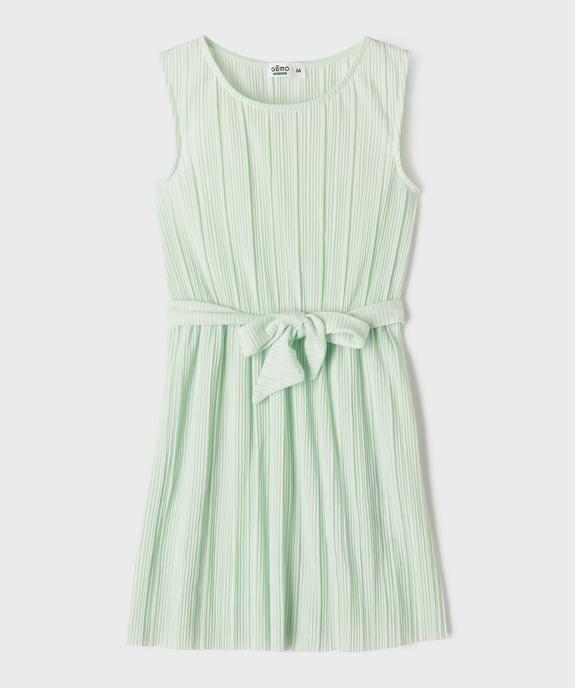 Robe courte sans manches plissée à ceinture fille vue1 - GEMO 4G FILLE - GEMO