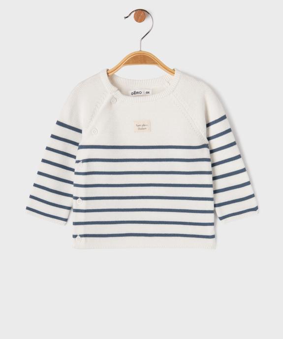 Pull brassière rayé avec fermeture sur le côté bébé vue1 - GEMO(BB COUCHE) - GEMO