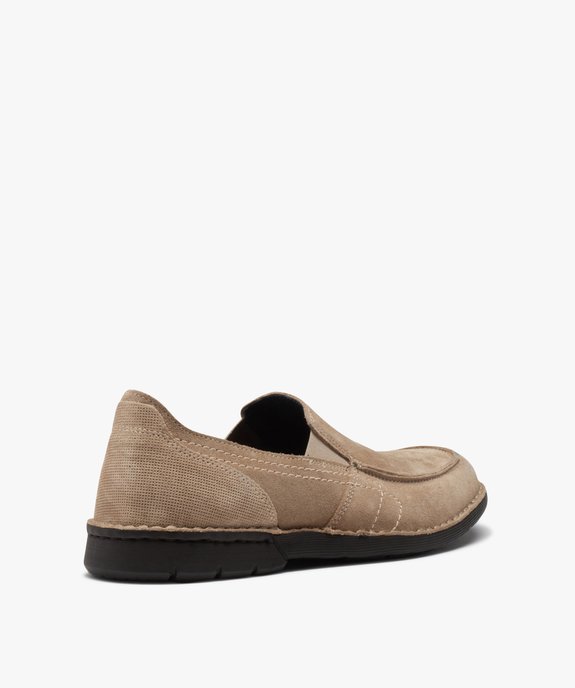 Mocassins homme confort dessus cuir retourné uni vue4 - ZEN AIR - GEMO