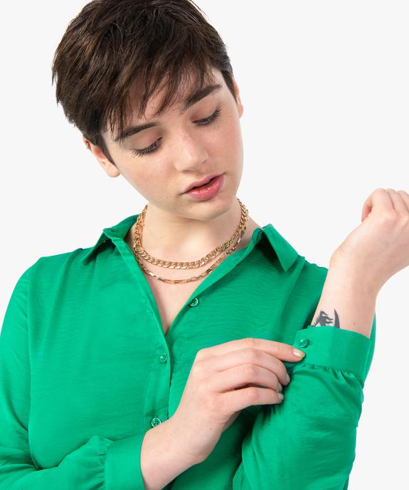 Chemise en satin à manches longues femme vue2 - GEMO 4G FEMME - GEMO
