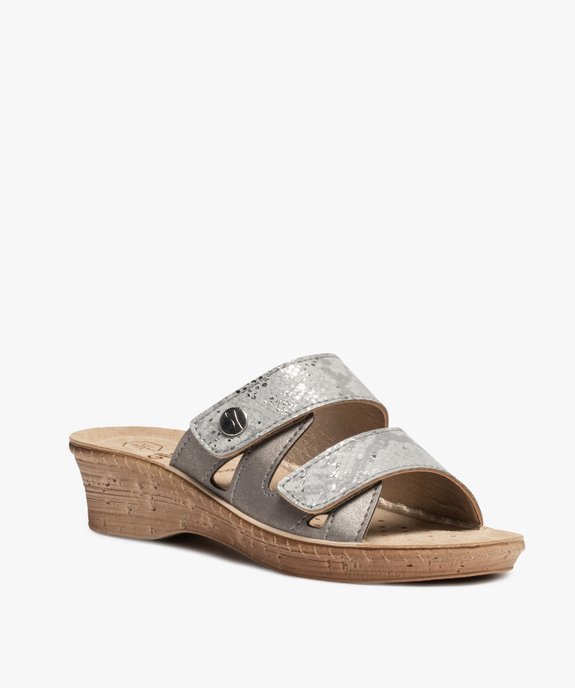 Mules femme confort à brides ajustables métallisées vue2 - GEMO (CONFORT) - GEMO