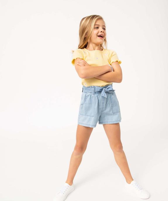 Short fille ample avec ceinture froncée et ceinture à nouer vue1 - GEMO 4G FILLE - GEMO