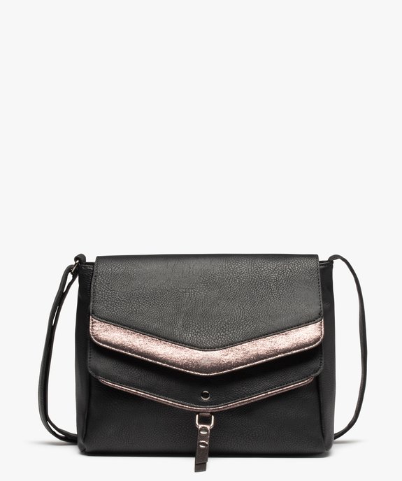 Sac femme forme besace en matière grainée avec touches pailletées vue1 - GEMO (ACCESS) - GEMO