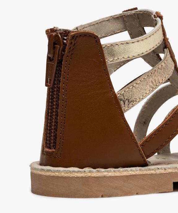 Sandales fille style spartiates à brides métallisées en cuir vue6 - GEMO (ENFANT) - GEMO