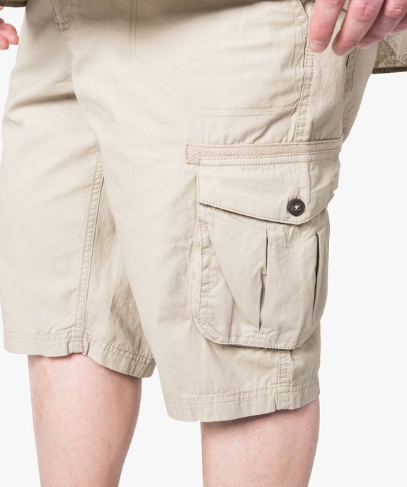Bermuda uni à poches multiples vue2 - GEMO (G TAILLE) - GEMO