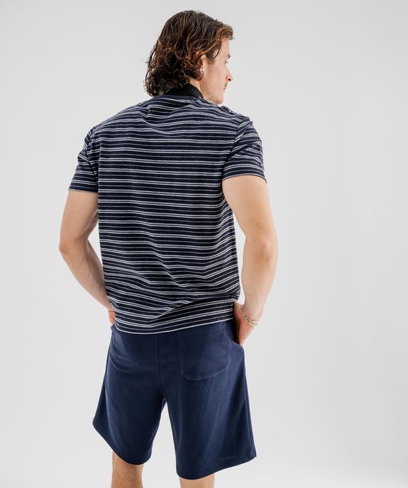 Tee-shirt manches courtes rayé en maille piquée homme vue3 - GEMO 4G HOMME - GEMO