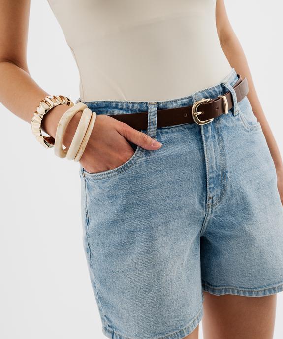 Short en jean large taille haute avec ceinture femme vue2 - GEMO 4G FEMME - GEMO