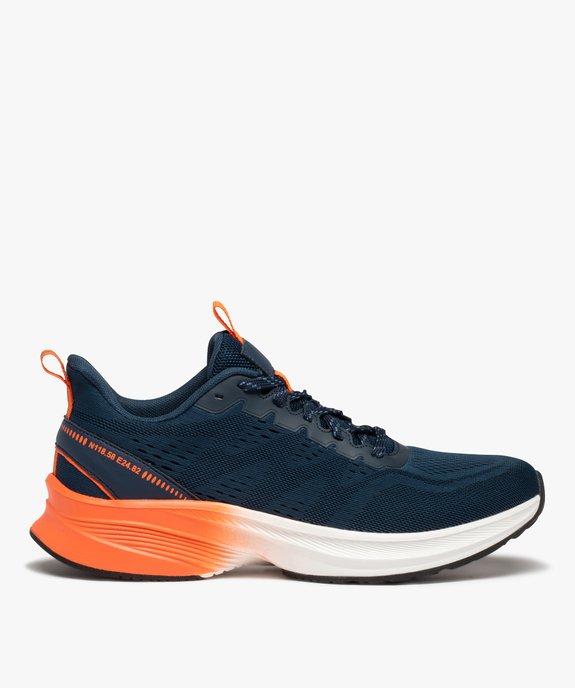 Baskets homme running en mesh détails fluo vue1 - GEMO 4G HOMME - GEMO