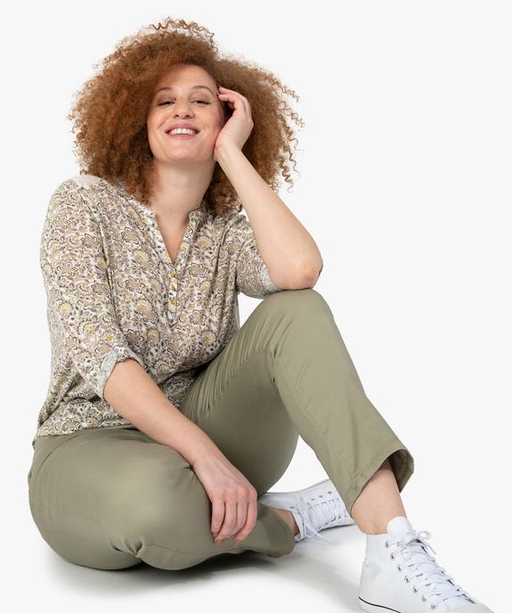Pantalon femme grande taille coupe slim en toile extensible vue1 - GEMO (G TAILLE) - GEMO