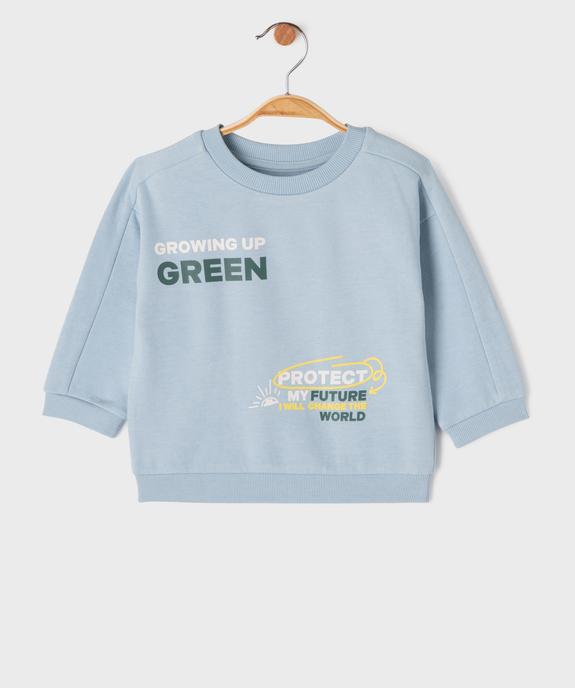 Sweat avec inscriptions « Green » bébé garçon vue1 - GEMO 4G BEBE - GEMO