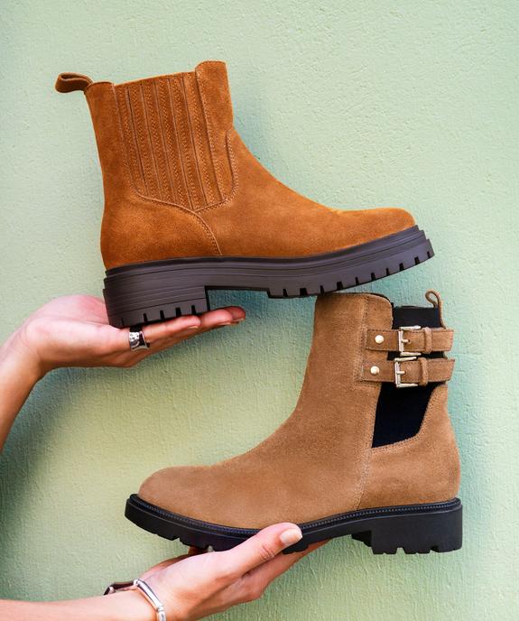 Boots dessus cuir velours avec élastique latéral et semelle crantée femme - Tanéo - TANEO Boots dessus cuir velours avec élastique latéral et semelle crantée femme - Tanéo vue6 - TANEO - GEMO