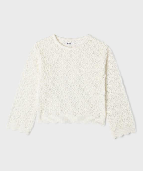 Pull en maille ajourée avec finitions dentelées fille vue2 - GEMO (ENFANT) - GEMO