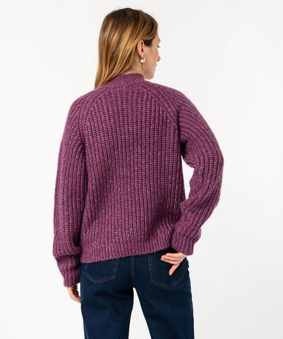Pull en grosse maille avec boutons métalliques femme vue3 - GEMO 4G FEMME - GEMO