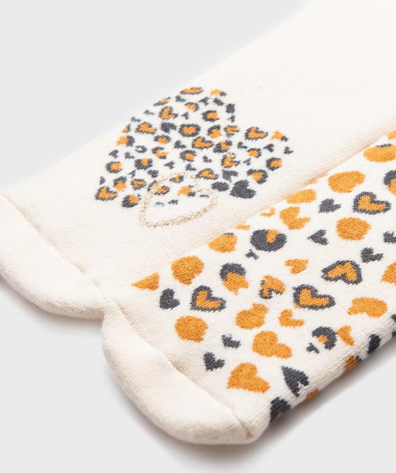 Chaussettes antidérapantes à motif léopard fille (lot de 2) vue2 - GEMO 4G FILLE - GEMO