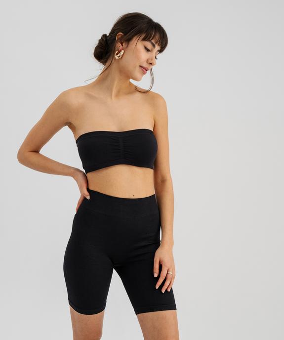 Boxer long sans coutures en maille côtelée femme vue3 - GEMO(HOMWR FEM) - GEMO