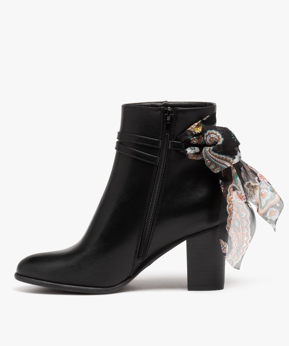 Boots femme à talon avec dessus uni et bride foulard vue3 - GEMO(URBAIN) - GEMO