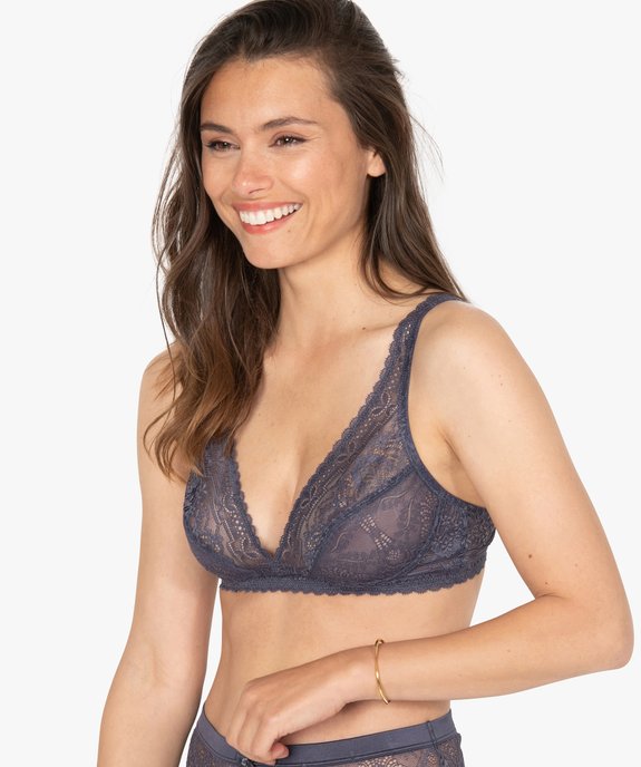 Soutien-gorge triangle sans armatures en dentelle vue1 - GEMO(HOMWR FEM) - GEMO