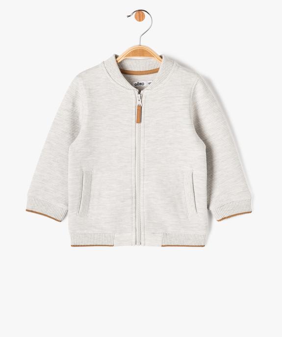 Sweat zippé effet rayé bébé garçon vue1 - GEMO(BEBE DEBT) - GEMO