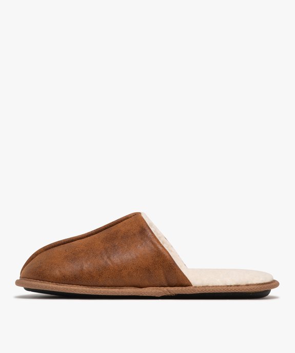 Chaussons homme mules fourrées sherpa vue3 - GEMO 4G HOMME - GEMO