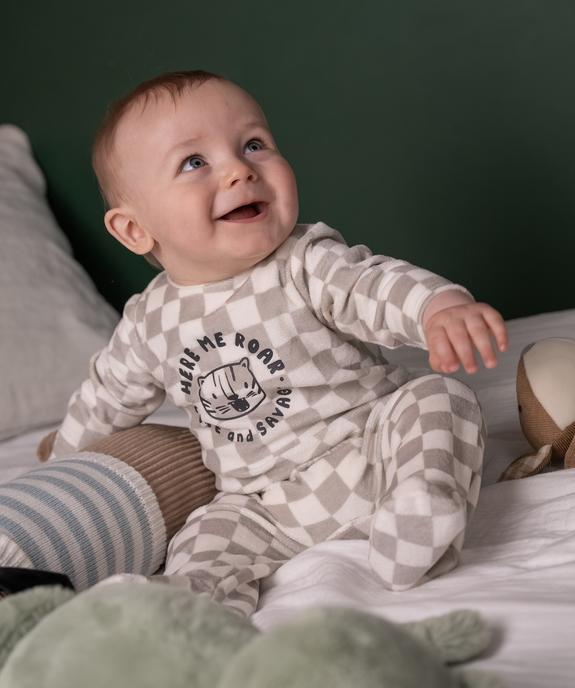 Pyjama en velours à motifs damiers bébé garçon vue6 - GEMO 4G BEBE - GEMO