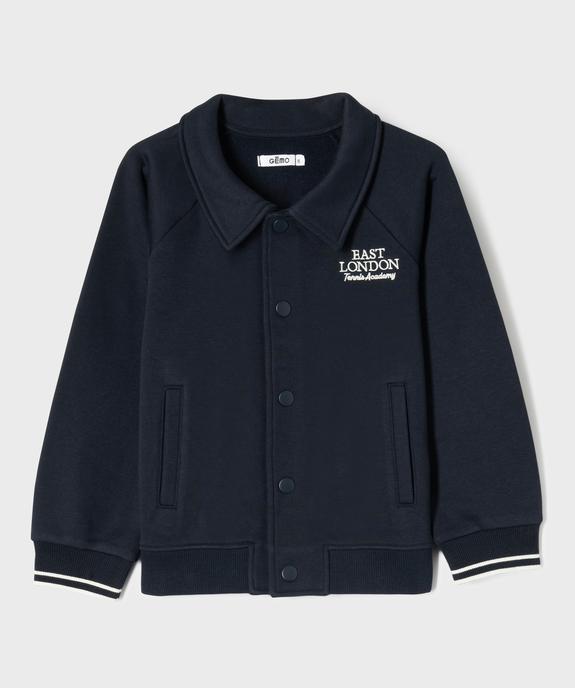 Sweat avec col chemise fermeture pressions garçon vue1 - GEMO (ENFANT) - GEMO