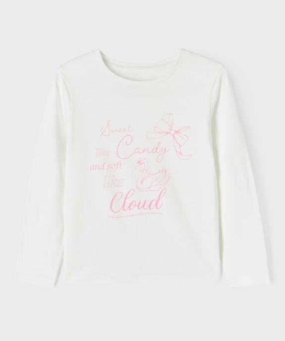 Tee-shirt manches longues en coton imprimé fille vue3 - GEMO 4G FILLE - GEMO