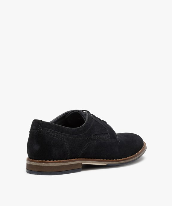 Derbies homme unis à lacets dessus en cuir retourné vue4 - GEMO(URBAIN) - GEMO