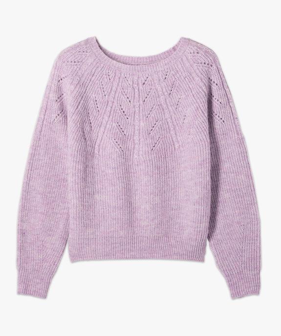 Pull femme en maille ajourée sur l’avant vue4 - GEMO 4G FEMME - GEMO