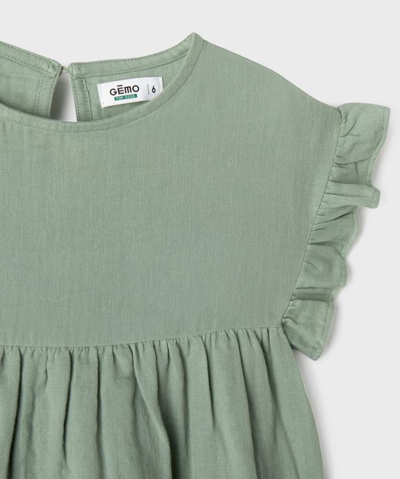 Robe en gaze de coton avec manches volantées fille vue3 - GEMO 4G FILLE - GEMO
