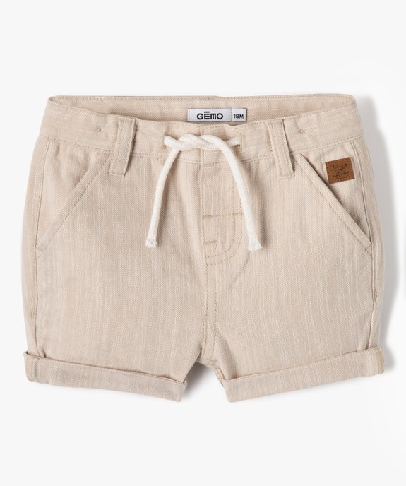 Bermuda bébé garçon en coton chiné vue1 - GEMO(BEBE DEBT) - GEMO