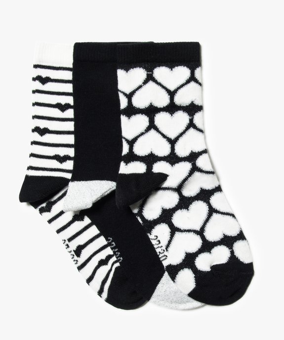 Lot de 3 paires de chaussettes hautes motif cœur vue1 - GEMO (ENFANT) - GEMO