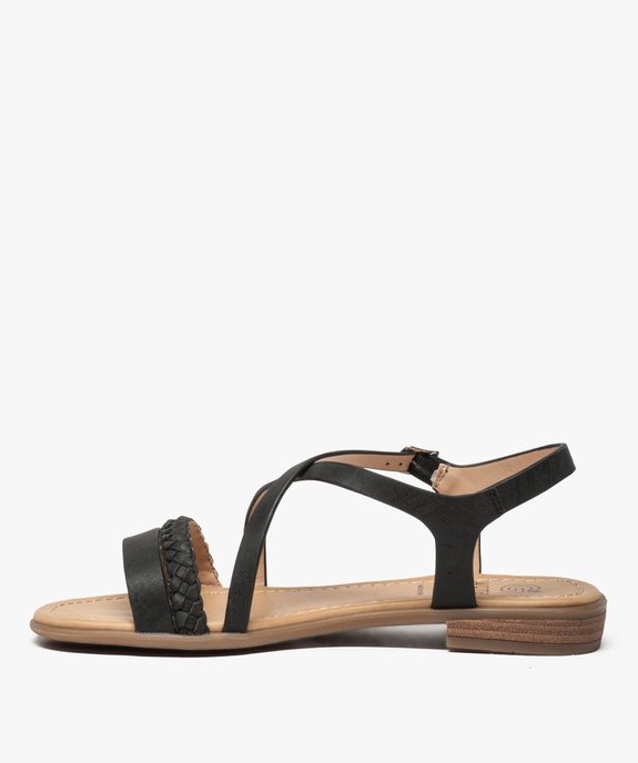 Sandales femme à talon plat et brides croisées vue3 - GEMO (CASUAL) - GEMO