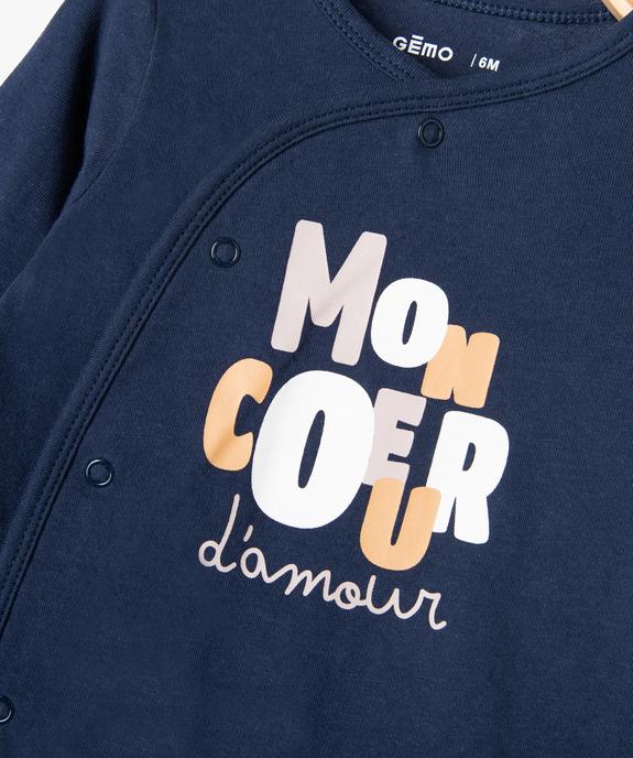 Pyjama ouverture devant en jersey bébé vue2 - GEMO 4G BEBE - GEMO