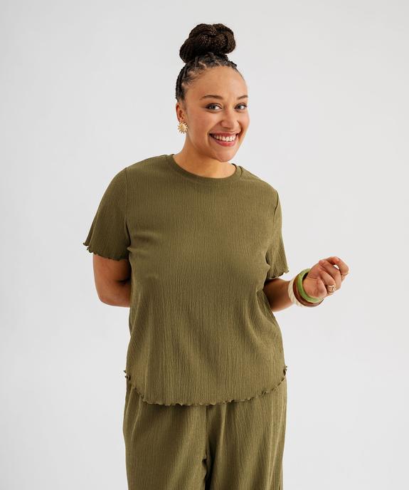 Tee-shirt marches courtes avec finitions froncées femme grande taille vue4 - GEMO 4G GT - GEMO