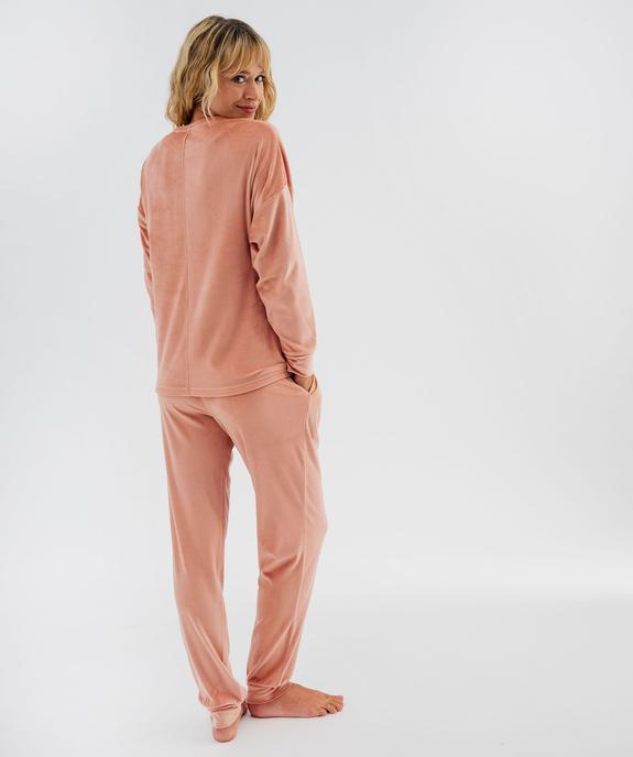 Pyjama en velours extensible femme vue3 - GEMO(HOMWR FEM) - GEMO