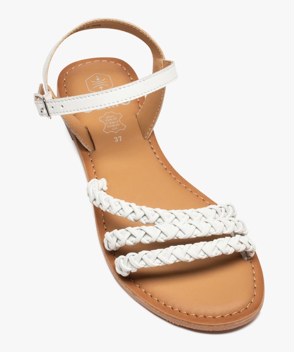 Sandales femme à talon plat et brides tressées en cuir vue5 - GEMO (CASUAL) - GEMO