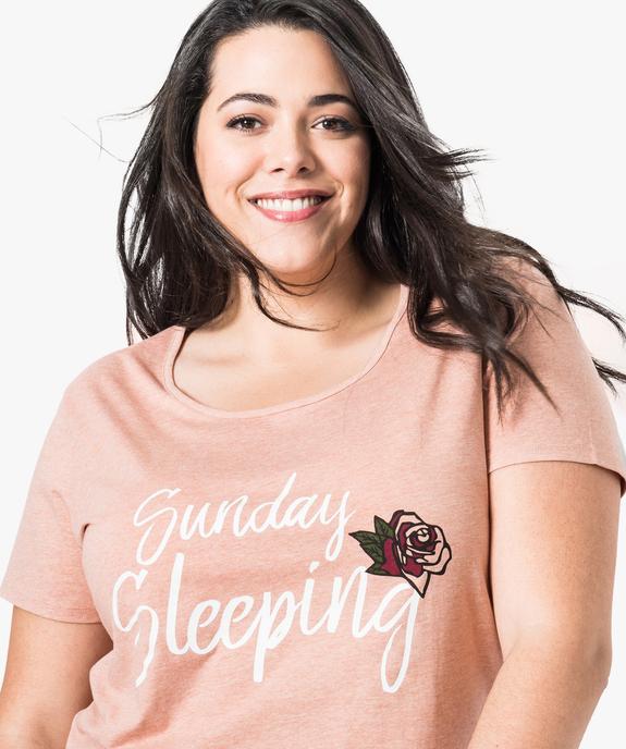 Chemise de nuit à manches courtes avec motifs femme grande taille vue2 - GEMO 4G FEMME - GEMO
