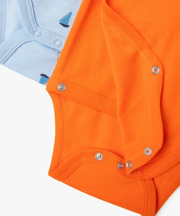 Bodies à manches courtes ouverts devant bébé garçon (lot de 5) vue2 - GEMO 4G BEBE - GEMO